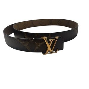 Louis Vuitton Monogram Reversible Black/Brown Belt with Gold LV Buckle